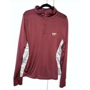 Virginia Tech Hokies performance Quarter-Zip Pullover Burgundy Gray Women XL